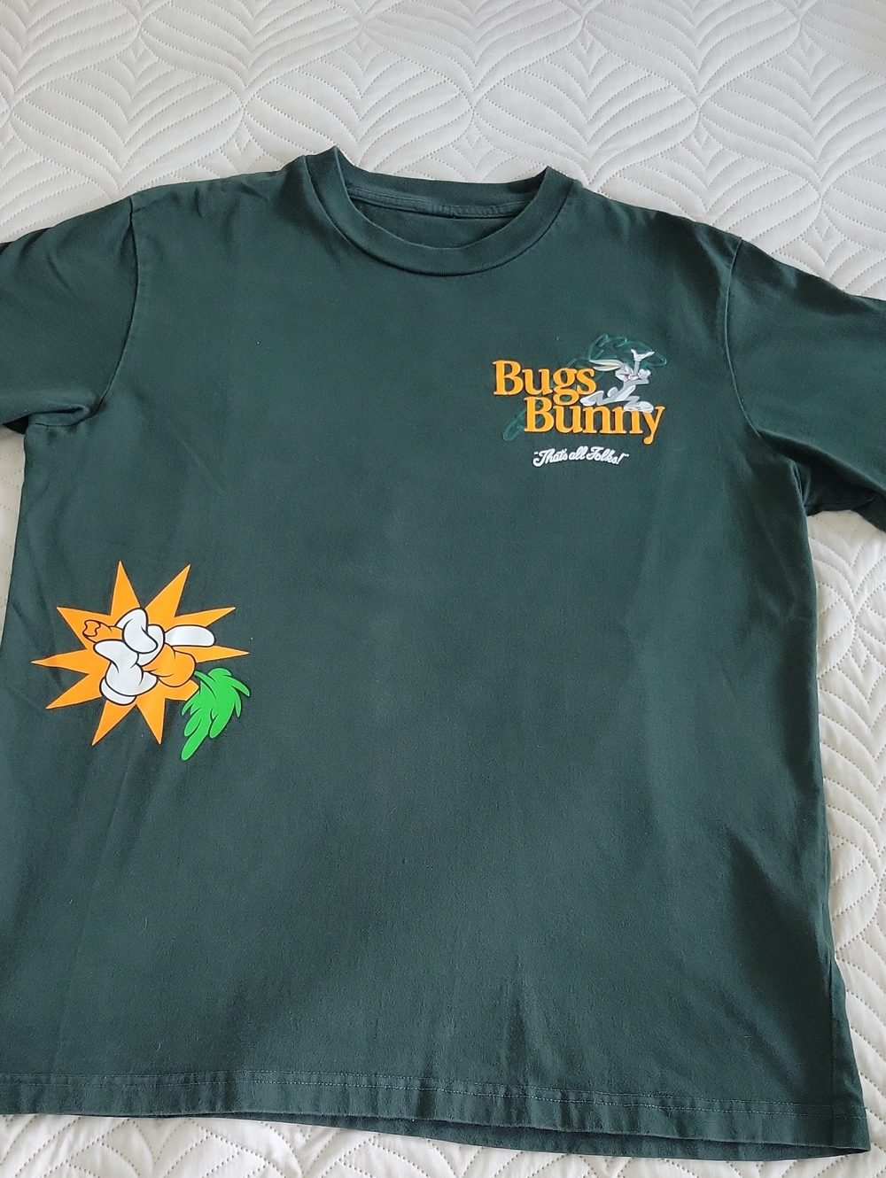 Warner Bros. Bugs Bunny Dark Green Tee with Orange & Green Accents